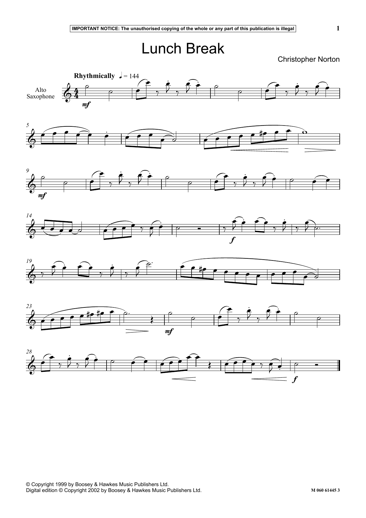 Christopher Norton Lunch Break sheet music notes and chords. Download Printable PDF.