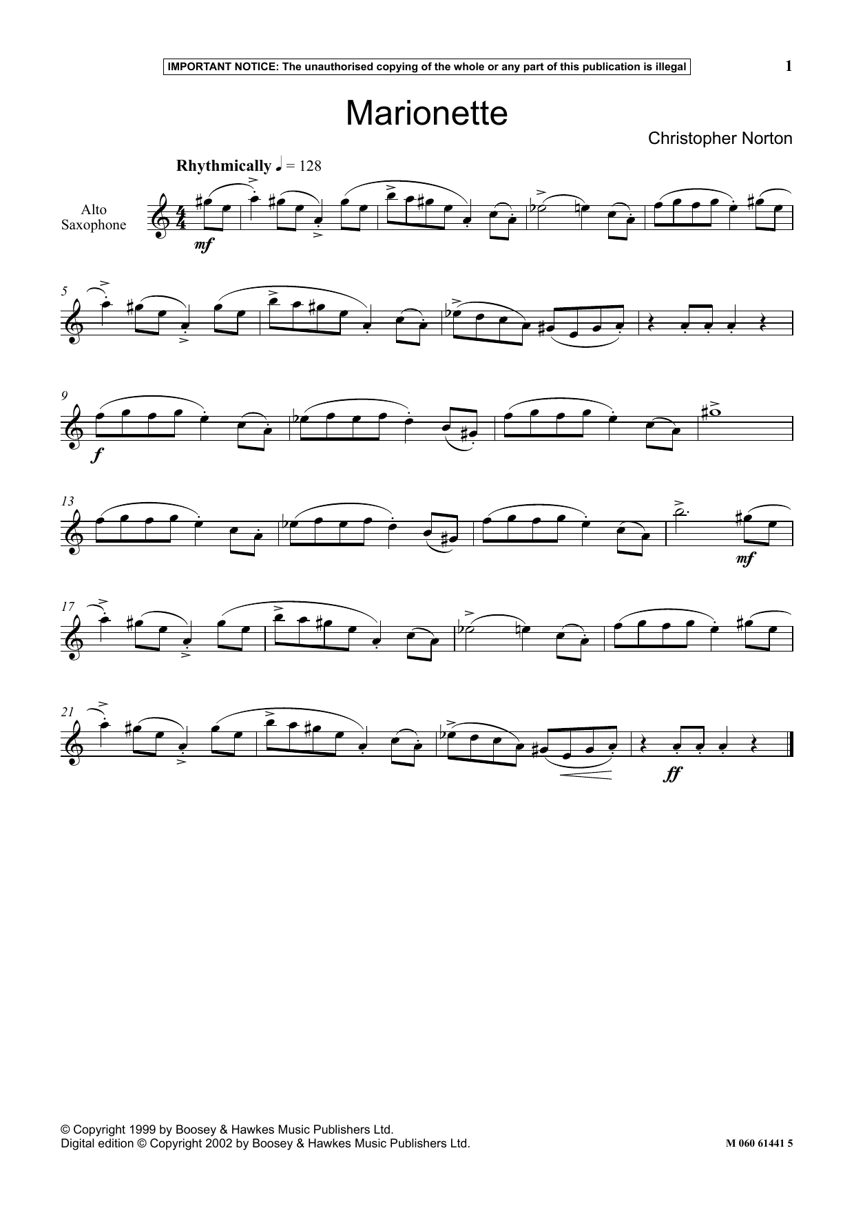 Christopher Norton Marionette sheet music notes and chords. Download Printable PDF.