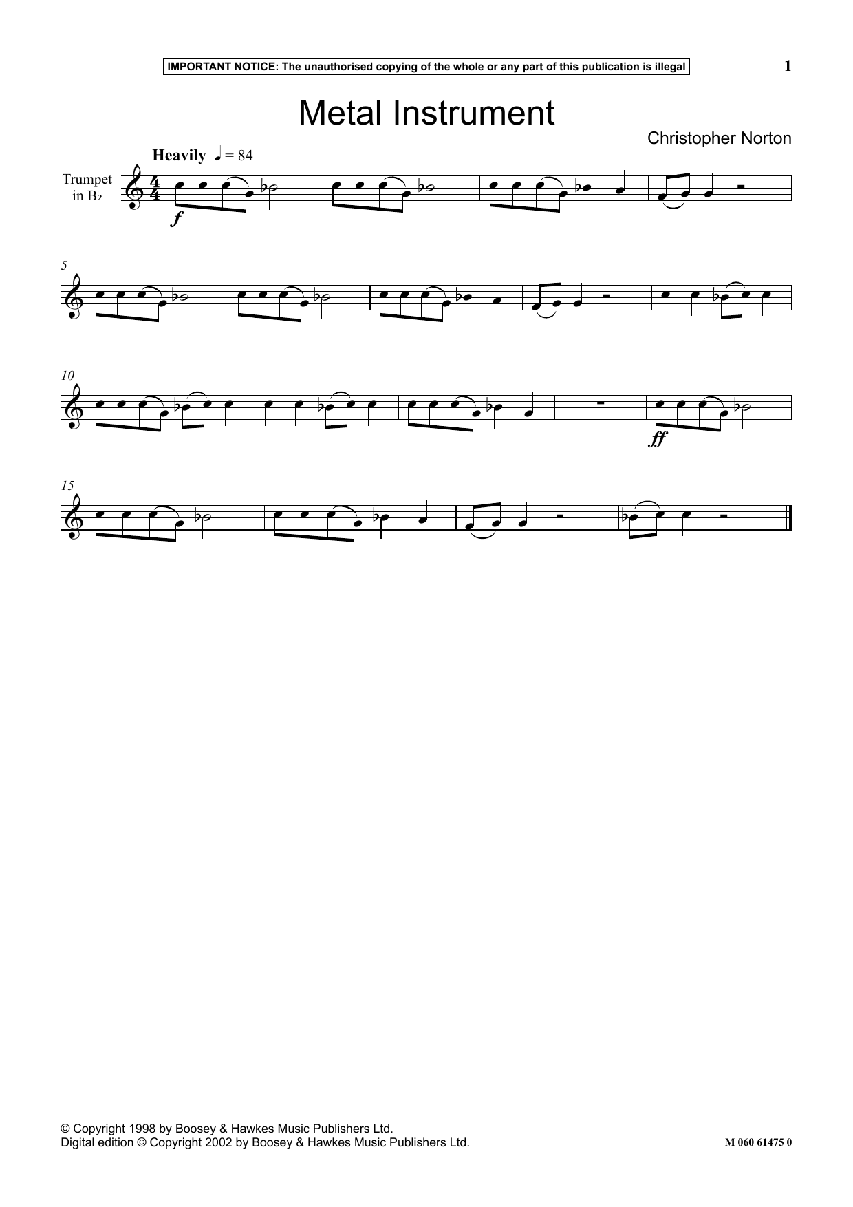 Christopher Norton Metal Instrument sheet music notes and chords. Download Printable PDF.