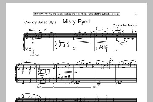 Christopher Norton Misty Eyed sheet music notes and chords. Download Printable PDF.