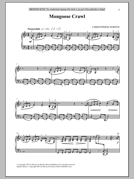 Christopher Norton Mongoose Crawl sheet music notes and chords. Download Printable PDF.