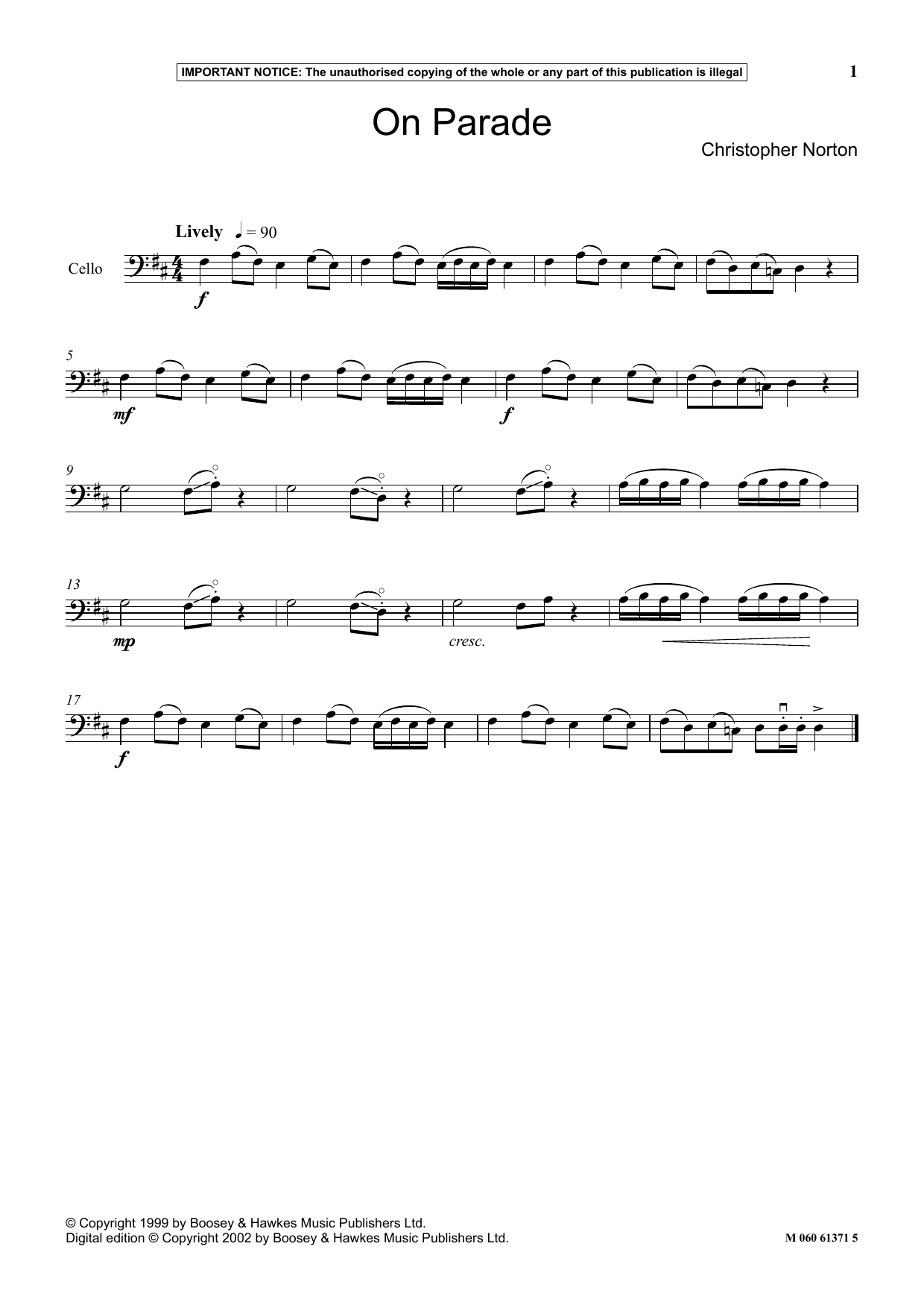 Christopher Norton On Parade sheet music notes and chords. Download Printable PDF.