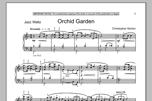 Christopher Norton Orchid Garden Sheet Music Pdf Notes Chords Classical Score Piano Solo Download Printable Sku 90433