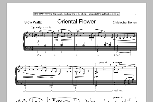 Learn to play Christopher Norton Oriental Flower sheet music for Piano Solo in minutes. Christopher Norton Oriental Flower sheet music notes and chords. Download Printable PDF.