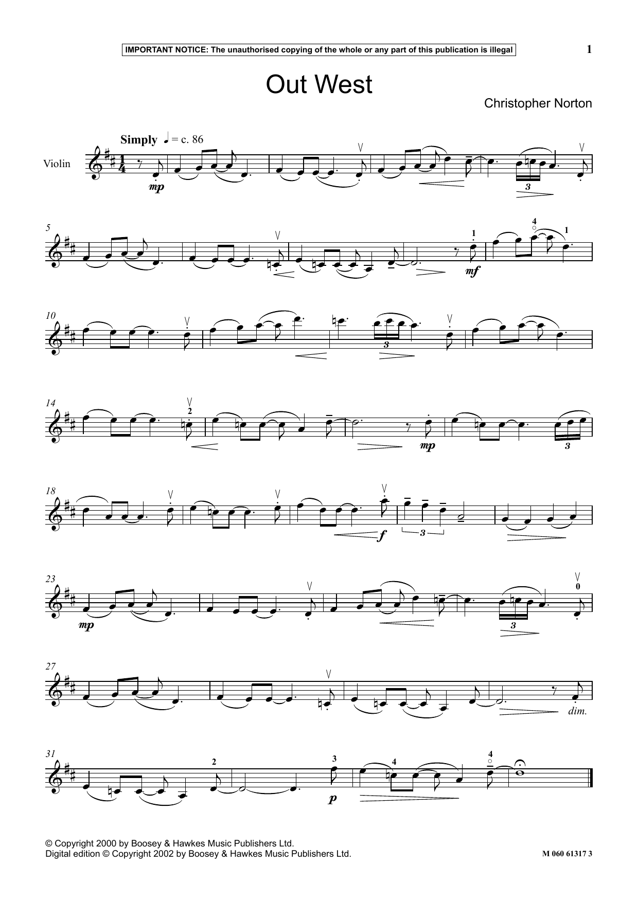 Christopher Norton Out West sheet music notes and chords. Download Printable PDF.