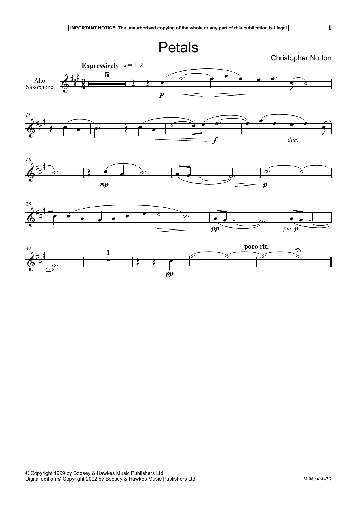 Christopher Norton Petals sheet music notes and chords. Download Printable PDF.