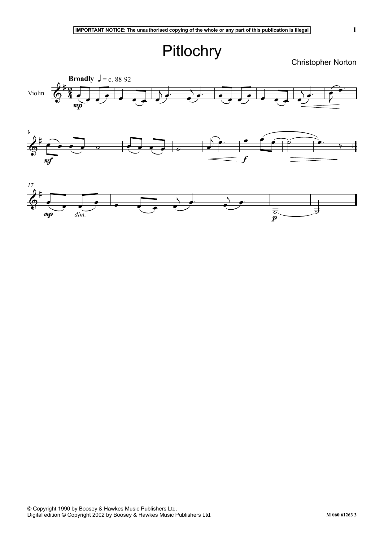 Christopher Norton Pitlochry sheet music notes and chords. Download Printable PDF.