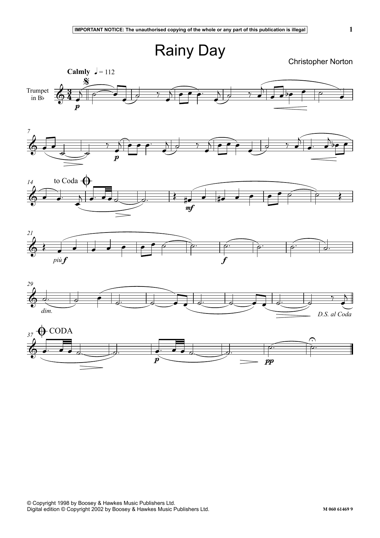 Christopher Norton Rainy Day sheet music notes and chords. Download Printable PDF.