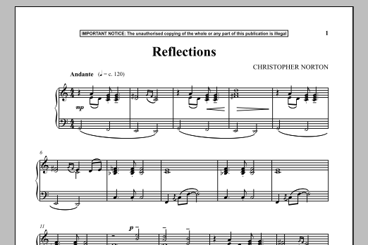 Christopher Norton Reflections sheet music notes and chords. Download Printable PDF.