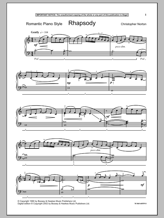 Christopher Norton Rhapsody sheet music notes and chords. Download Printable PDF.