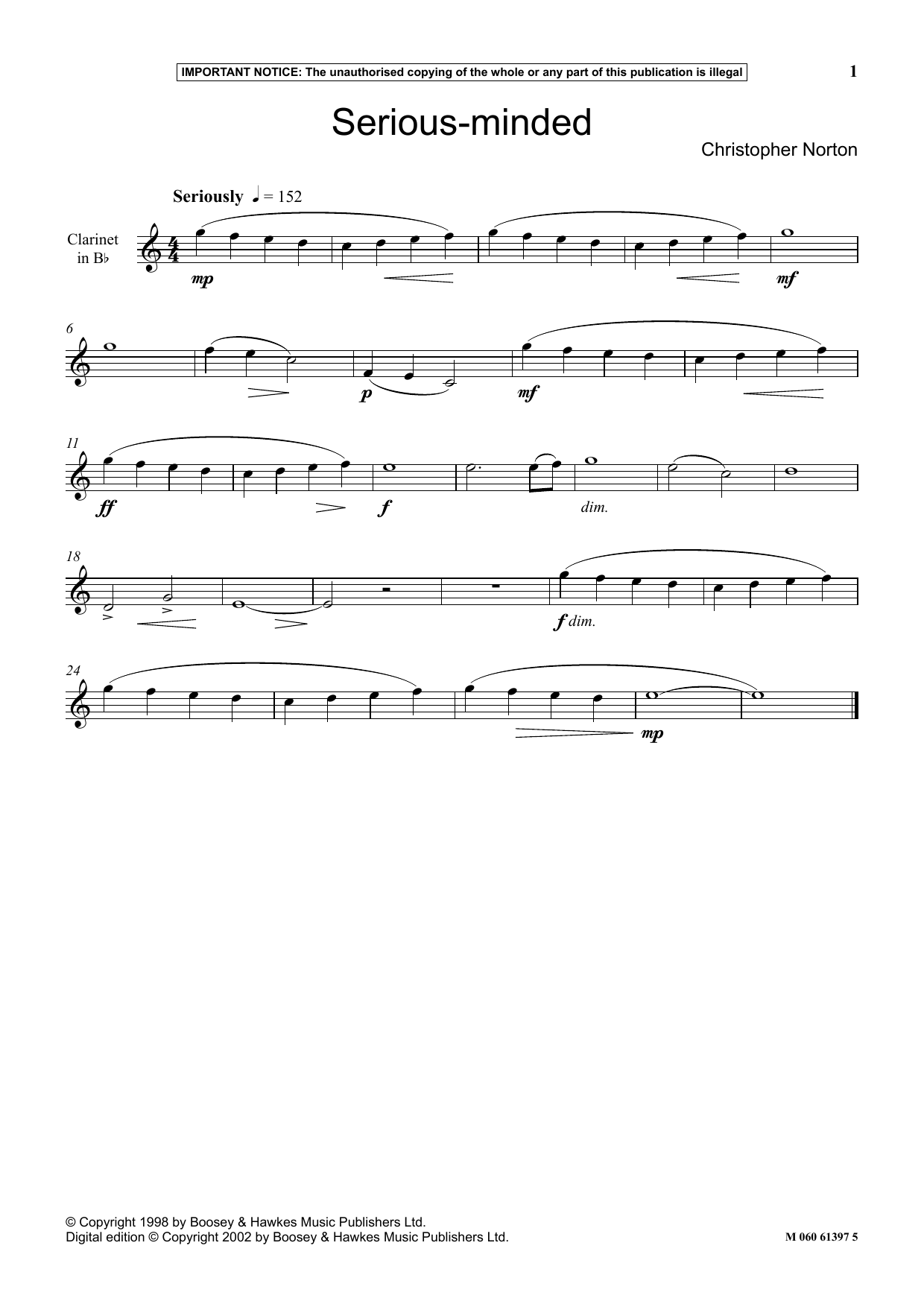 Christopher Norton Serious Minded sheet music notes and chords. Download Printable PDF.