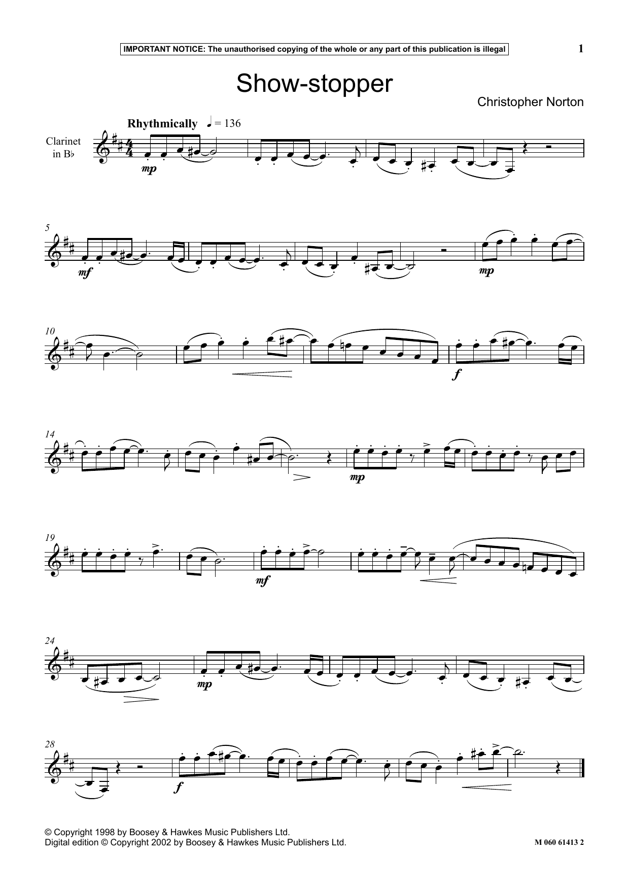 Christopher Norton Show-stopper sheet music notes and chords. Download Printable PDF.