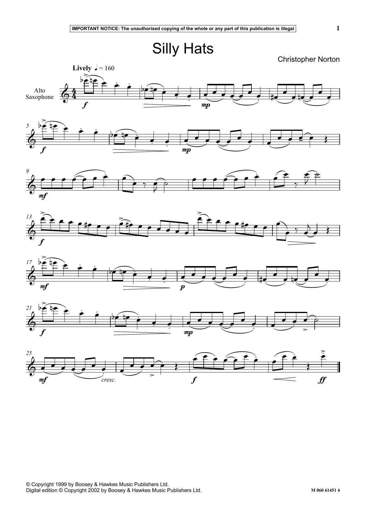 Christopher Norton Silly Hats sheet music notes and chords. Download Printable PDF.