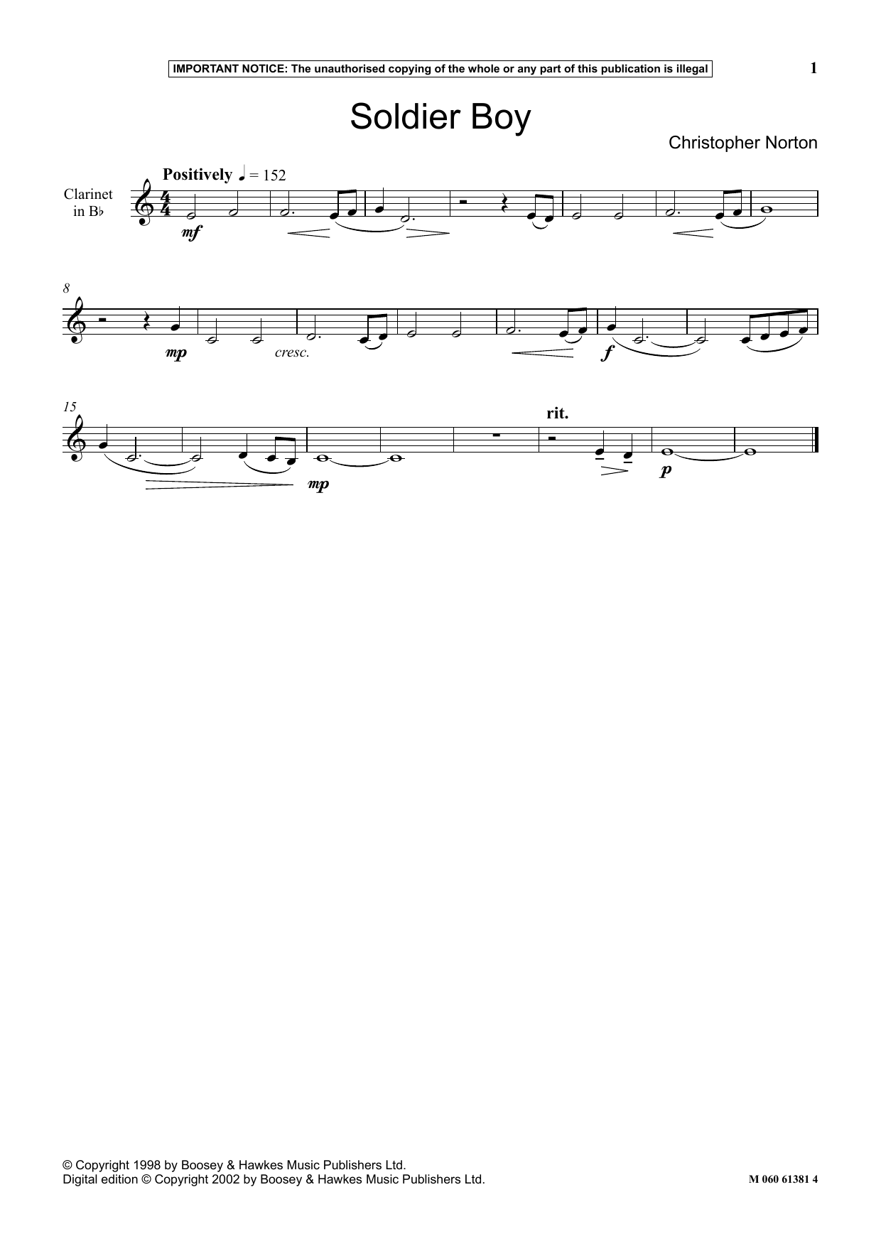 Christopher Norton Soldier Boy sheet music notes and chords. Download Printable PDF.