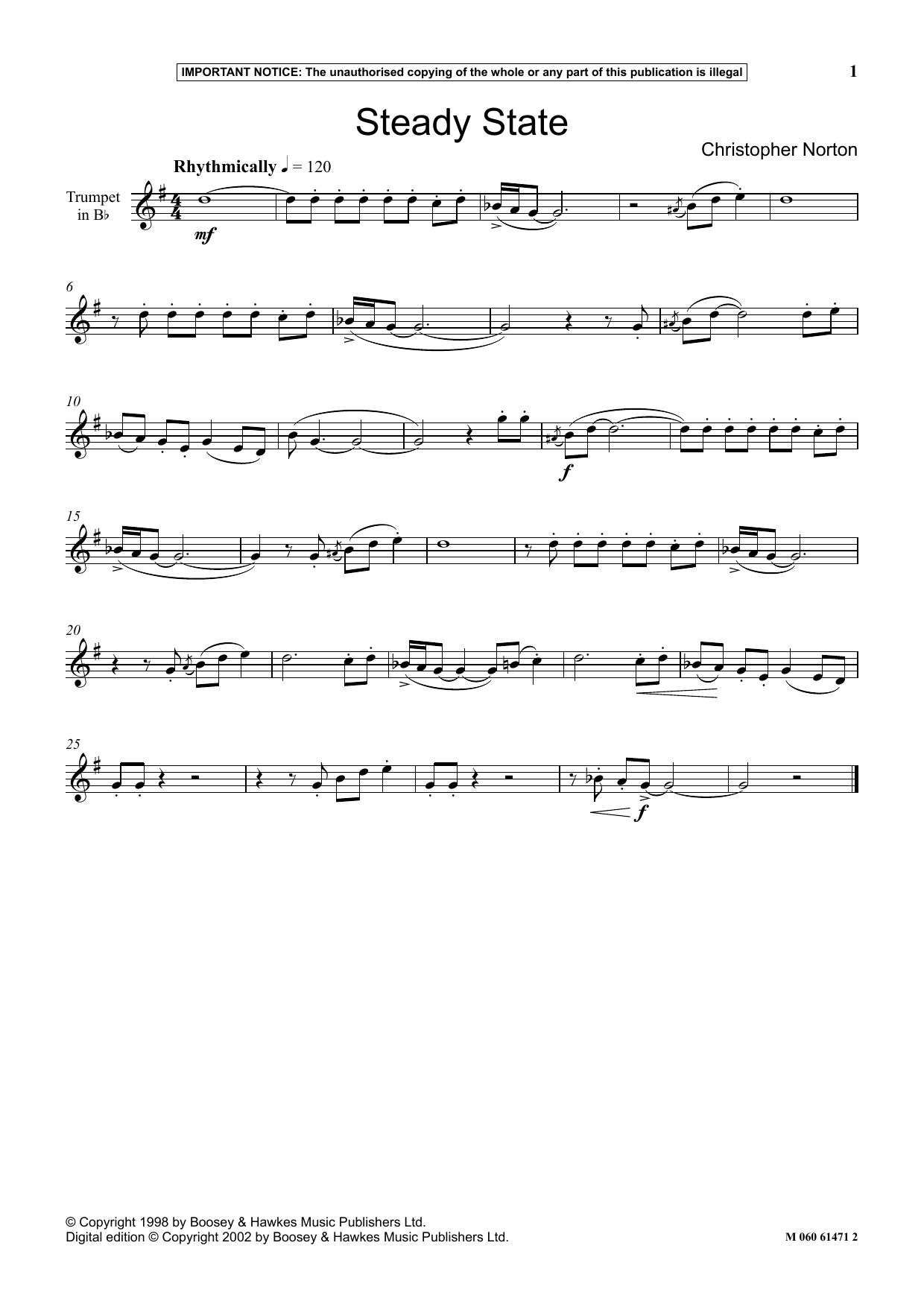 Christopher Norton Steady State sheet music notes and chords. Download Printable PDF.