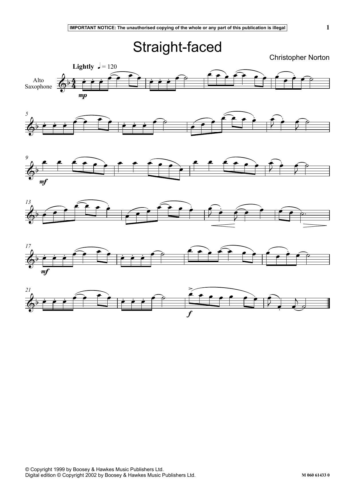 Christopher Norton Straight Faced sheet music notes and chords. Download Printable PDF.