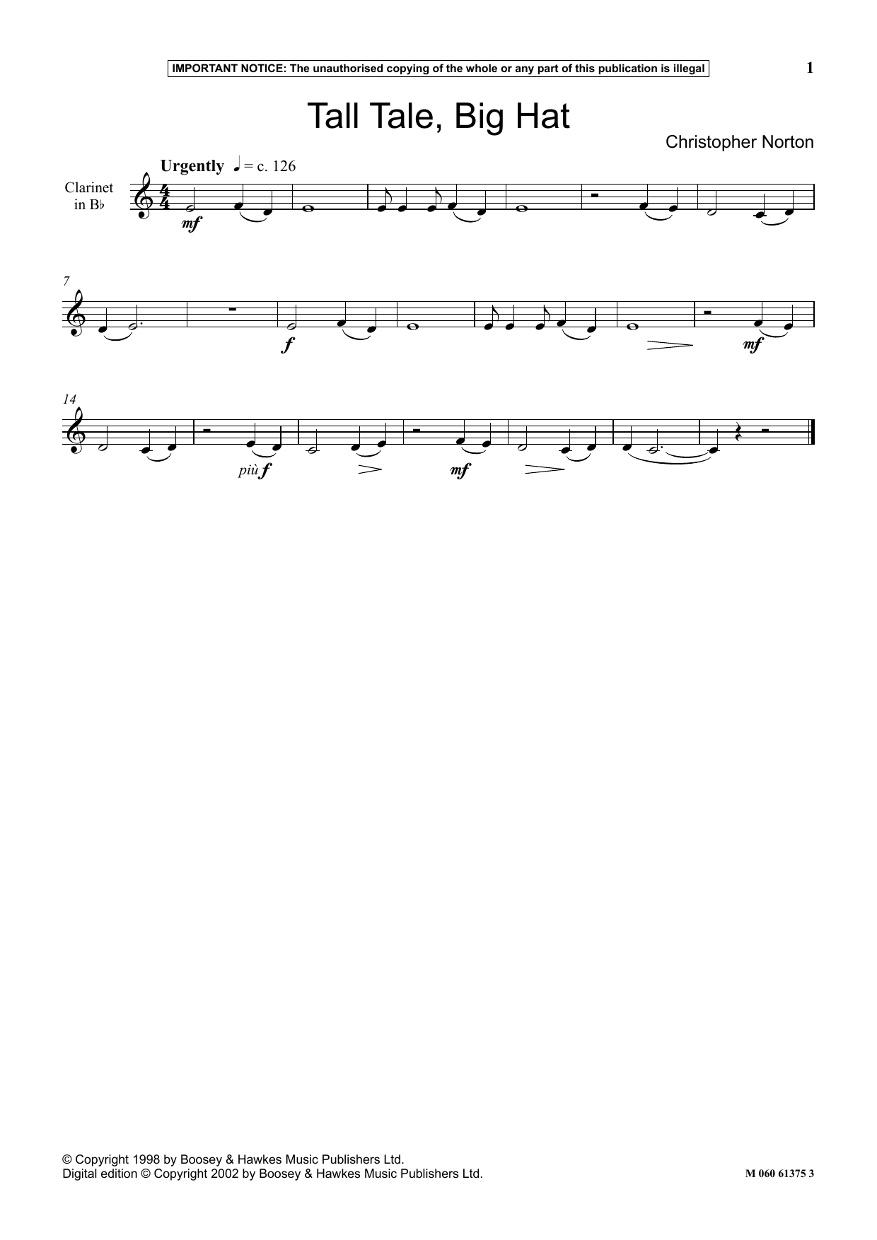 Learn to play Christopher Norton Tall Tale, Big Hat sheet music for Instrumental Solo in minutes. Price: 5.9900$ Christopher Norton Tall Tale, Big Hat sheet music notes and chords arranged for Instrumental Solo