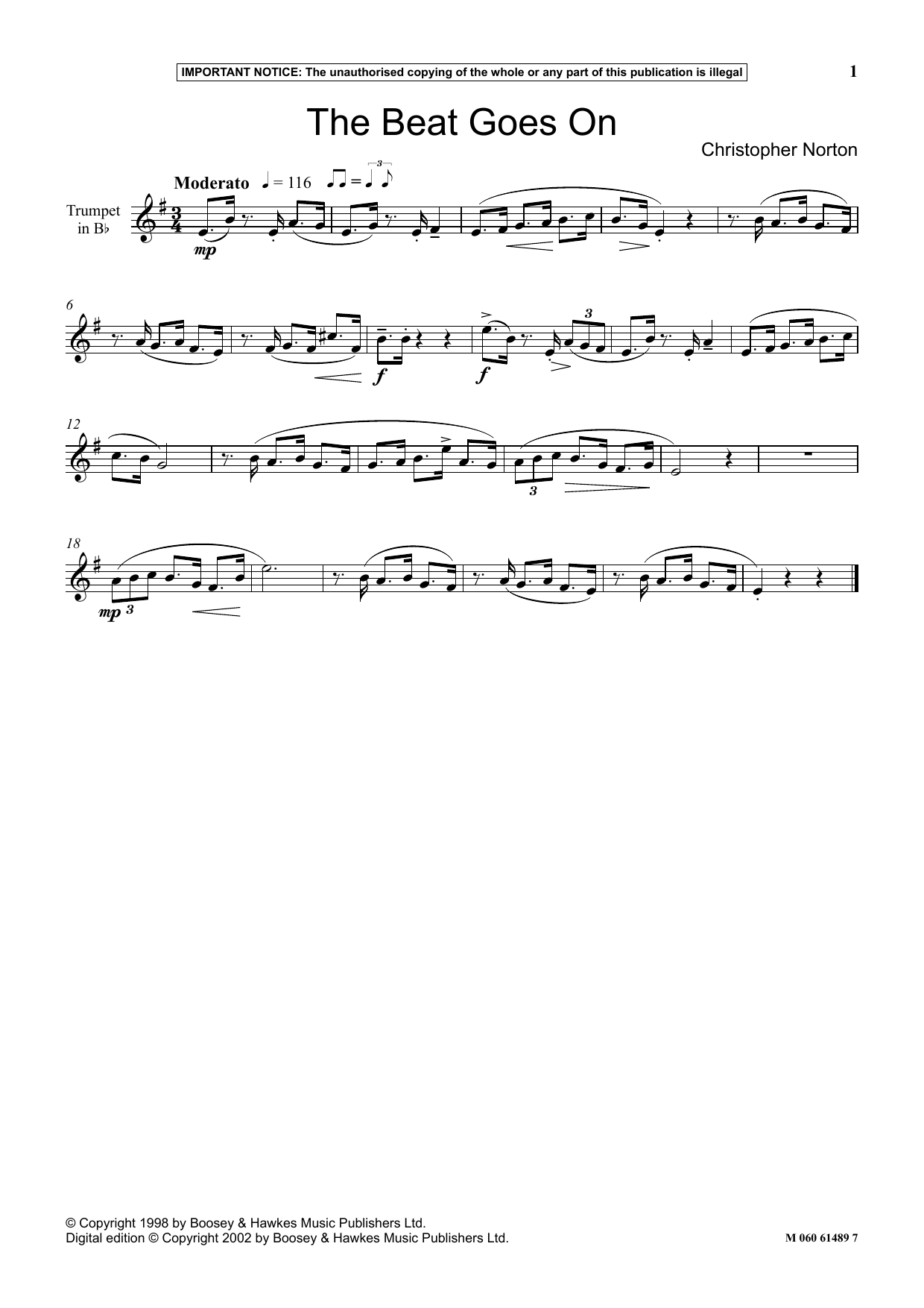 Learn to play Christopher Norton The Beat Goes On sheet music for Instrumental Solo in minutes. Price: 5.9900$ Christopher Norton The Beat Goes On sheet music notes and chords arranged for Instrumental Solo