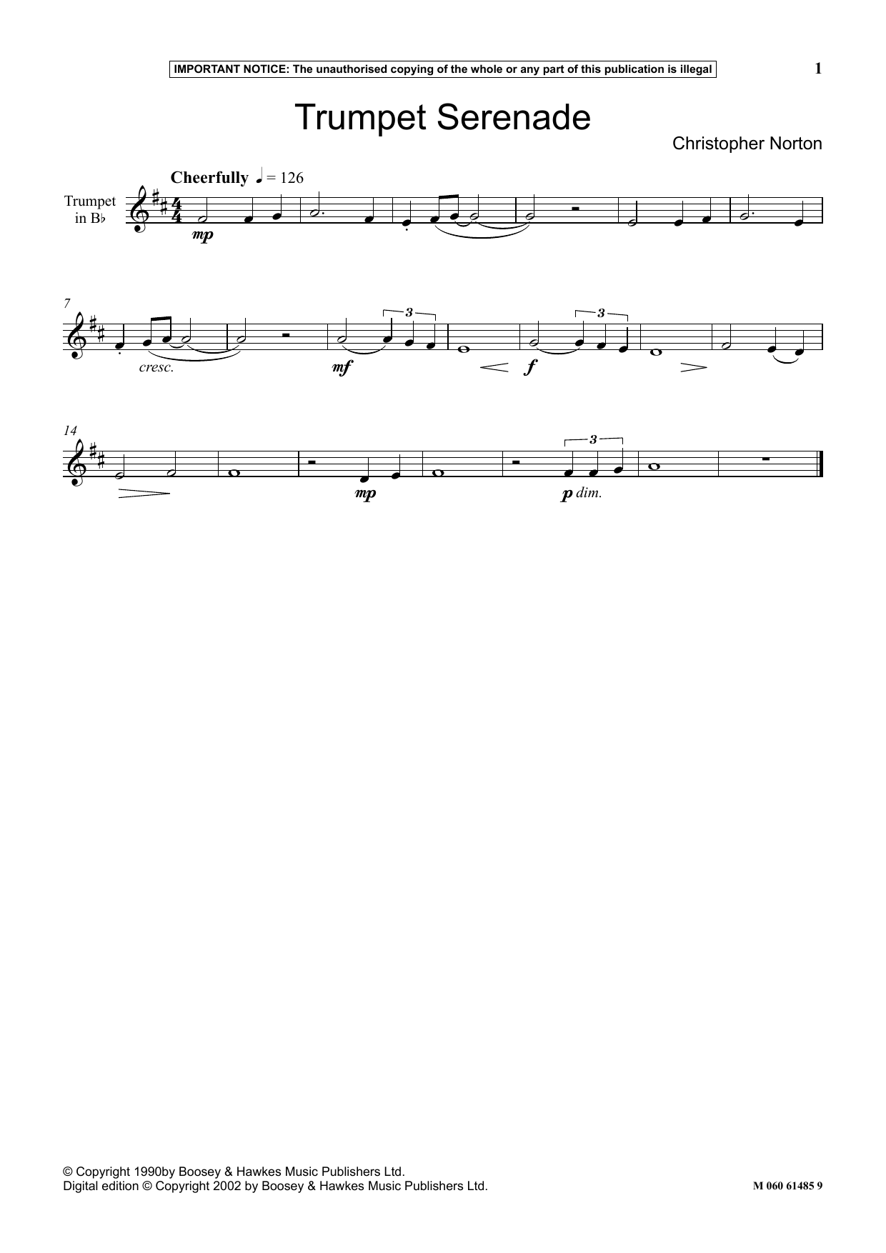 Christopher Norton Trumpet Serenade sheet music notes and chords. Download Printable PDF.