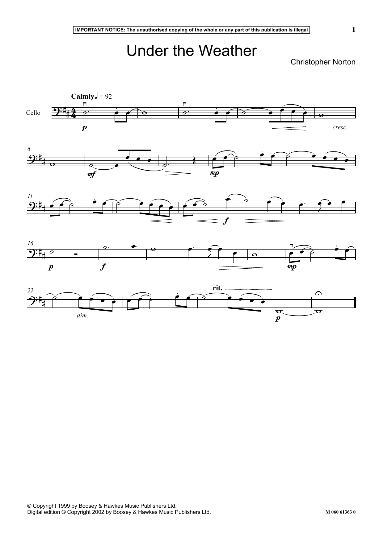 Learn to play Christopher Norton Under The Weather sheet music for Instrumental Solo in minutes. Price: 5.9900$ Christopher Norton Under The Weather sheet music notes and chords arranged for Instrumental Solo