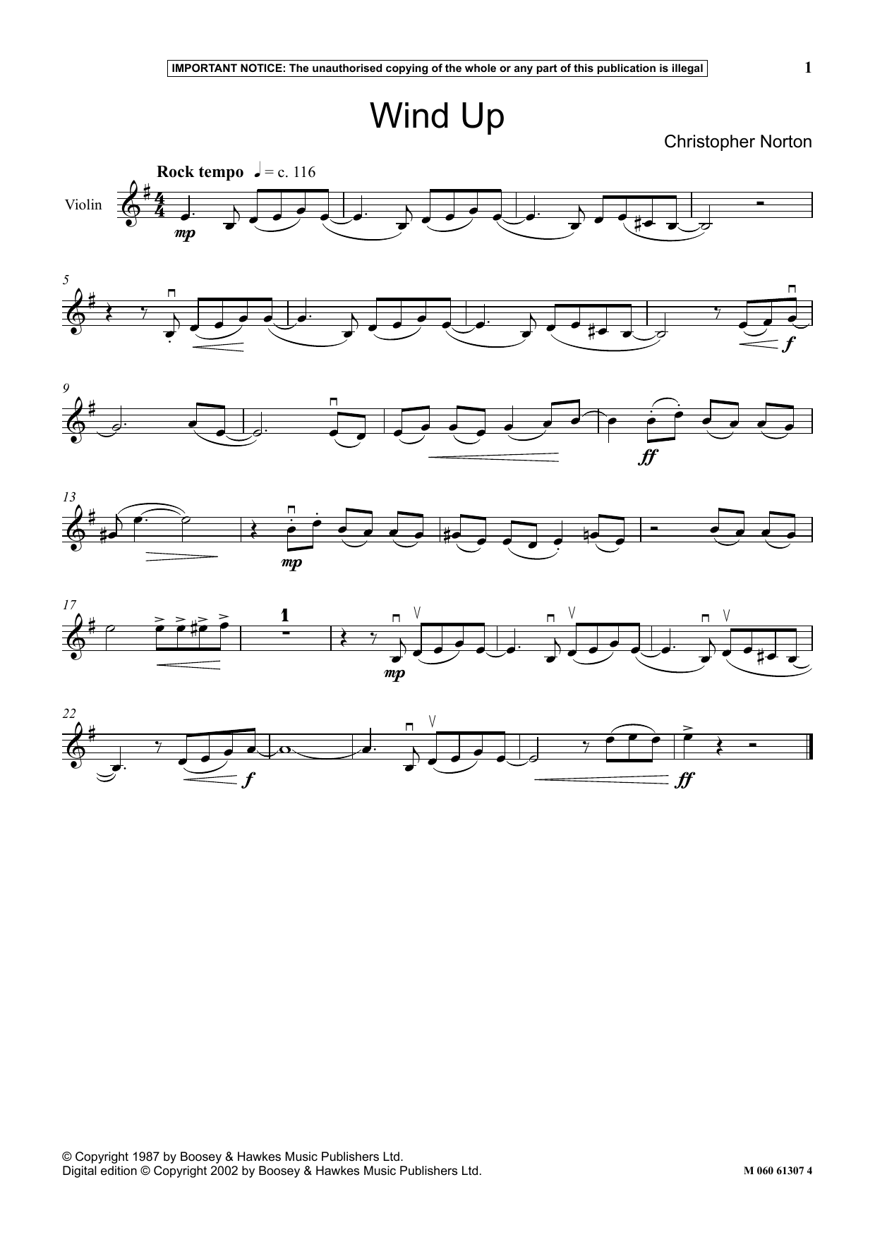 Christopher Norton Wind Up sheet music notes and chords. Download Printable PDF.