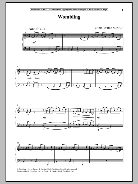 Christopher Norton Wombling sheet music notes and chords. Download Printable PDF.