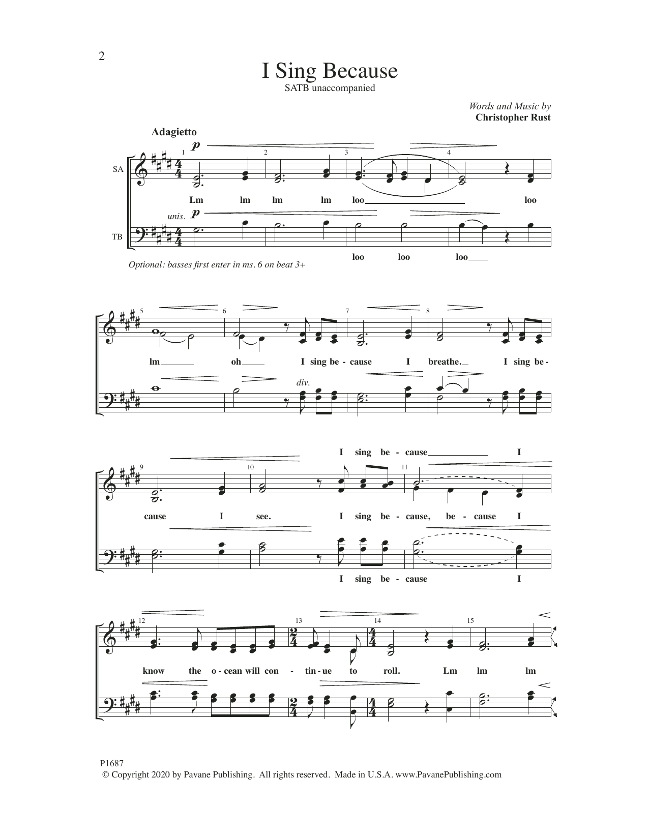 Christopher Rust I Sing Because sheet music notes and chords. Download Printable PDF.