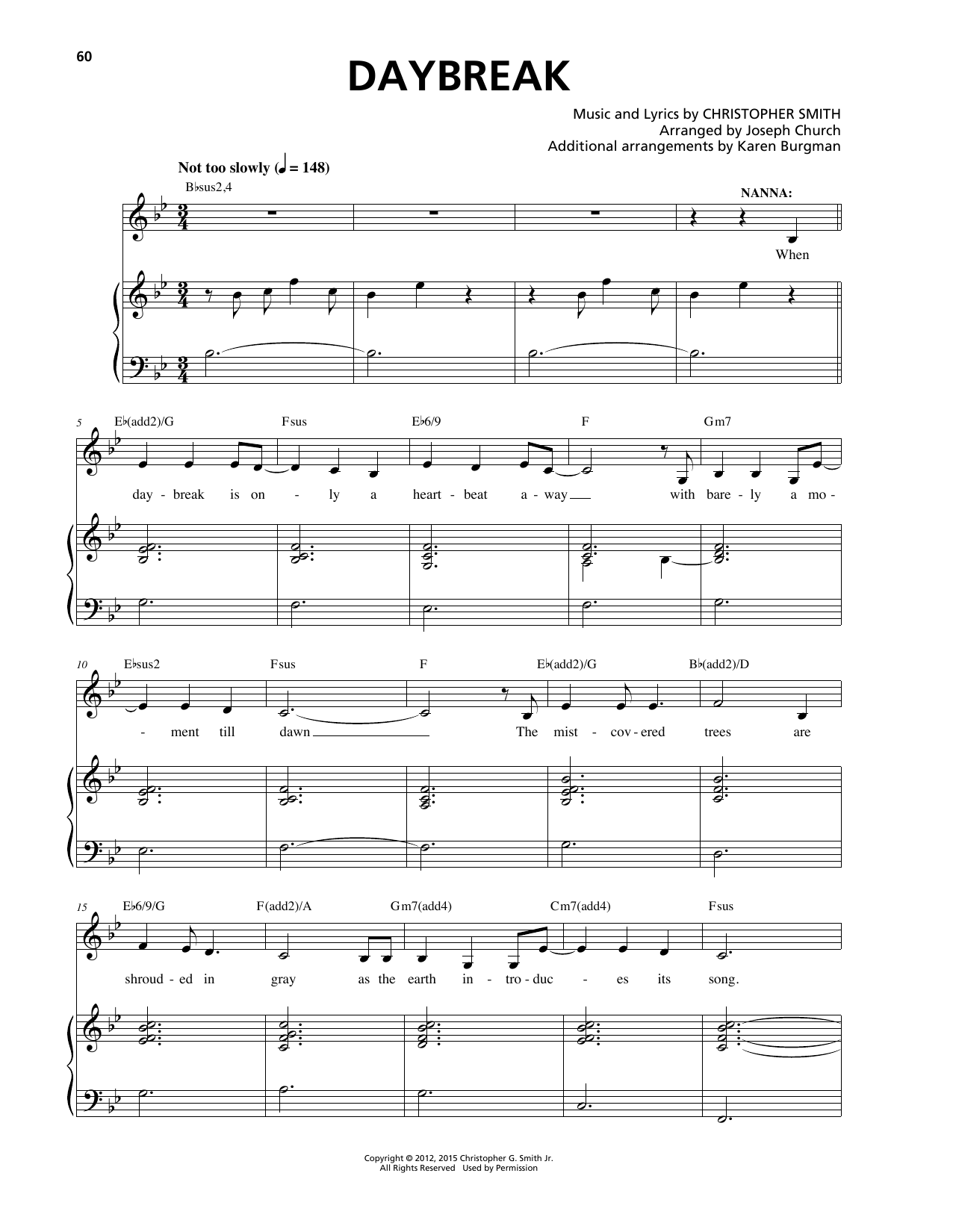 Christopher Smith Daybreak sheet music notes and chords. Download Printable PDF.