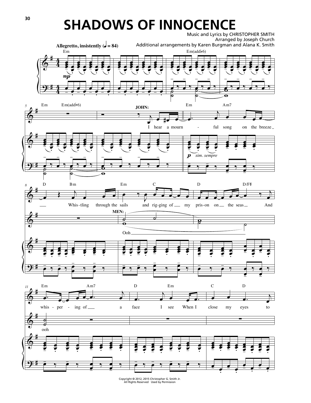 Christopher Smith Shadows Of Innocence sheet music notes and chords. Download Printable PDF.