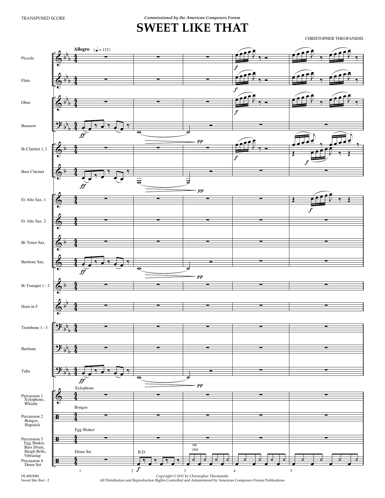 Learn to play Christopher Theofanidis Sweet like that - Full Score sheet music for Concert Band in minutes. Price: 11.9700$ Christopher Theofanidis Sweet like that - Full Score sheet music notes and chords arranged for Concert Band