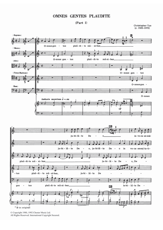 Learn to play Christopher Tye Omnes Gentes Plaudite (Parts I And II) sheet music for SATB Choir in minutes. Price: 7.8900$ Christopher Tye Omnes Gentes Plaudite (Parts I And II) sheet music notes and chords. Download Printable PDF.