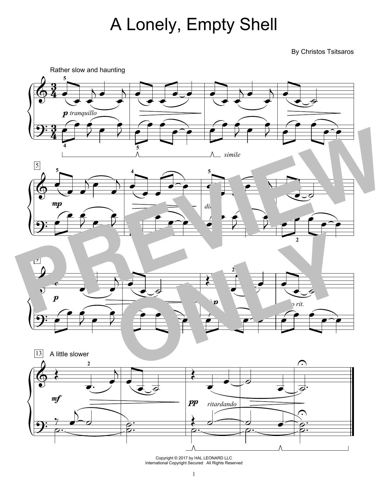 Learn to play Christos Tsitsaros A Lonely, Empty Shell sheet music for Educational Piano in minutes. Price: 6.9900$ Christos Tsitsaros A Lonely, Empty Shell sheet music notes and chords arranged for Educational Piano