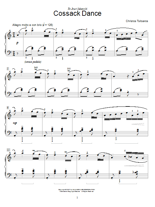 Christos Tsitsaros Cossack Dance sheet music notes and chords. Download Printable PDF.