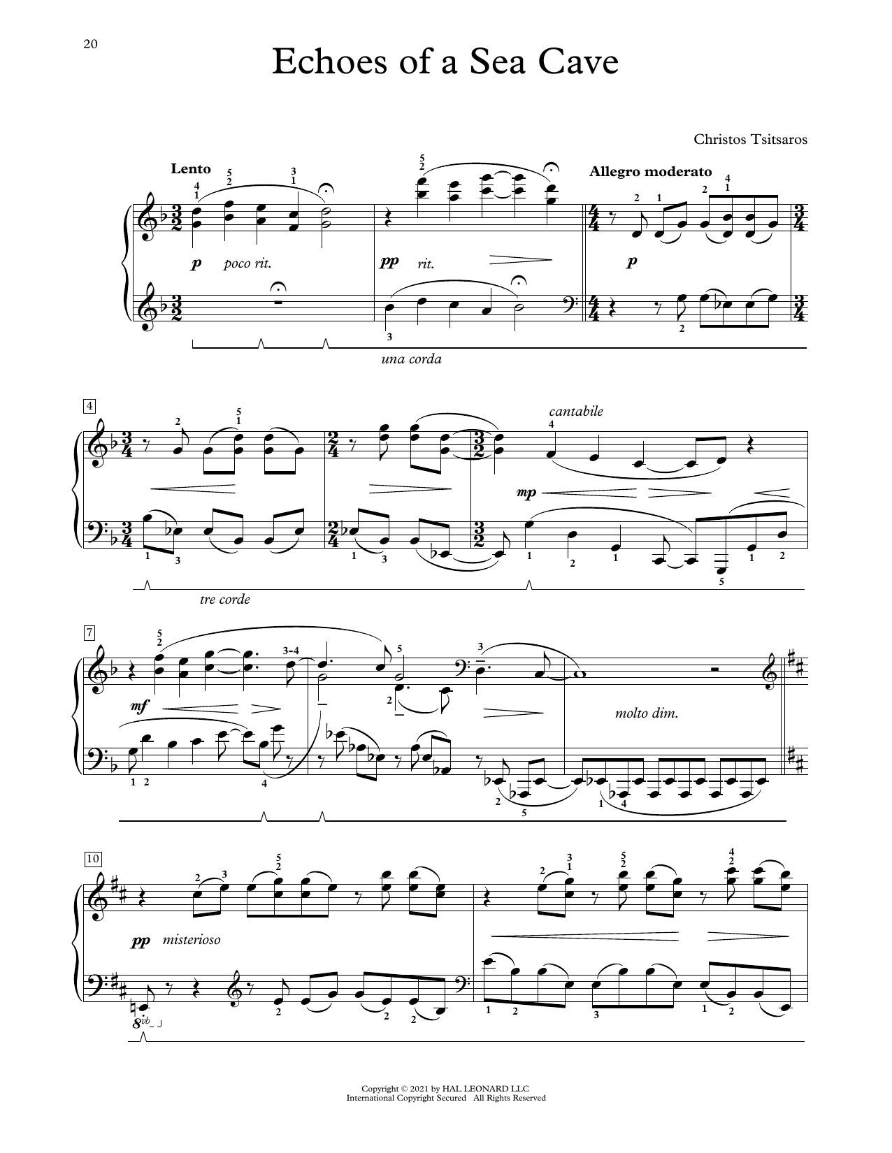 Learn to play Christos Tsitsaros Echoes Of A Sea Cave sheet music for Educational Piano in minutes. Price: 6.9900$ Christos Tsitsaros Echoes Of A Sea Cave sheet music notes and chords arranged for Educational Piano