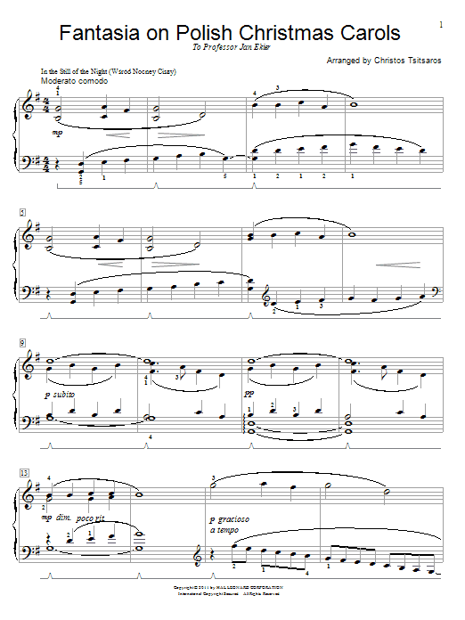 Christos Tsitsaros Fantasia On Polish Christmas Carols Sheet Music Pdf Notes Chords Christmas Score Educational Piano Download Printable Sku 85372