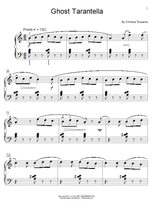 Christos Tsitsaros Ghost Tarantella sheet music notes and chords. Download Printable PDF.