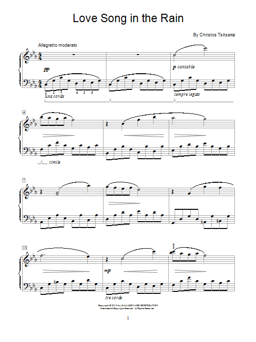 Learn to play Christos Tsitsaros Love Song In The Rain sheet music for Educational Piano in minutes. Price: 6.9900$ Christos Tsitsaros Love Song In The Rain sheet music notes and chords arranged for Educational Piano