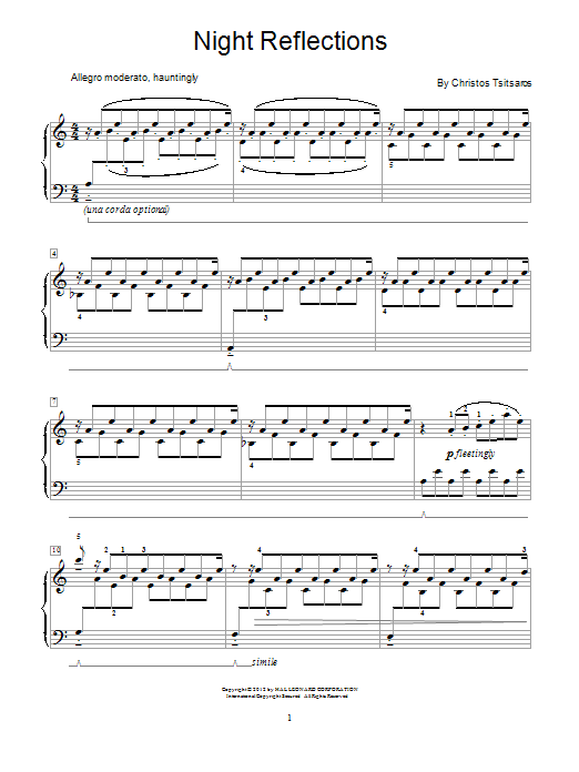 Christos Tsitsaros Night Reflections sheet music notes and chords. Download Printable PDF.