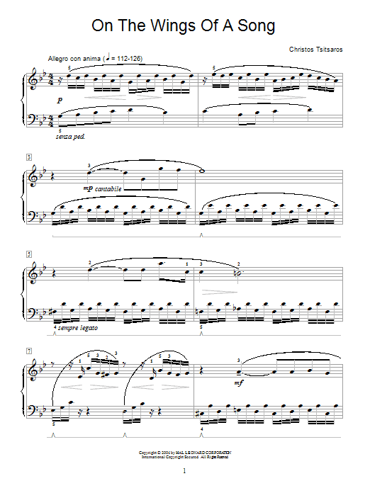 Learn to play Christos Tsitsaros On The Wings Of A Song sheet music for Educational Piano in minutes. Christos Tsitsaros On The Wings Of A Song sheet music notes and chords. Download Printable PDF.