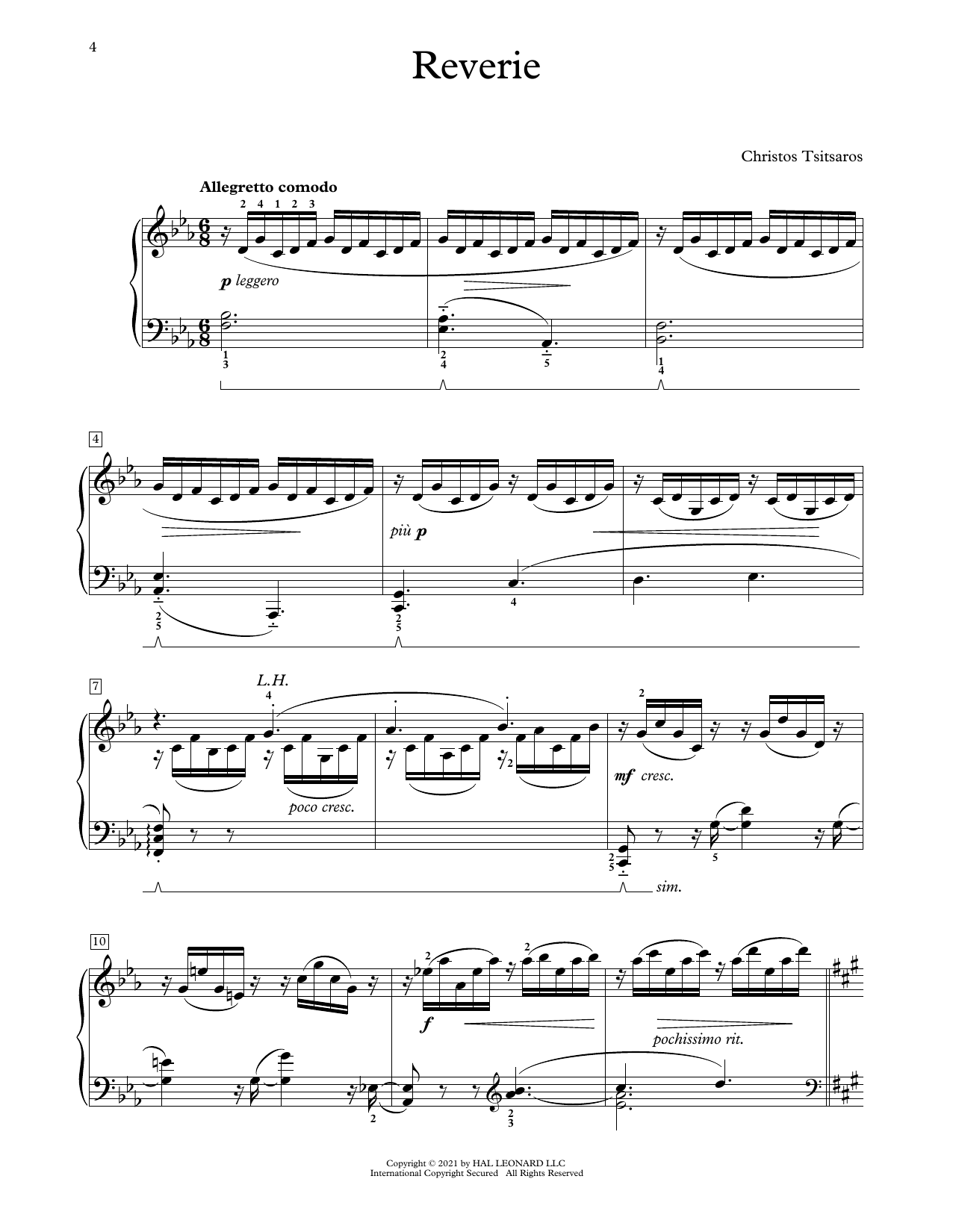 Christos Tsitsaros Reverie sheet music notes and chords. Download Printable PDF.