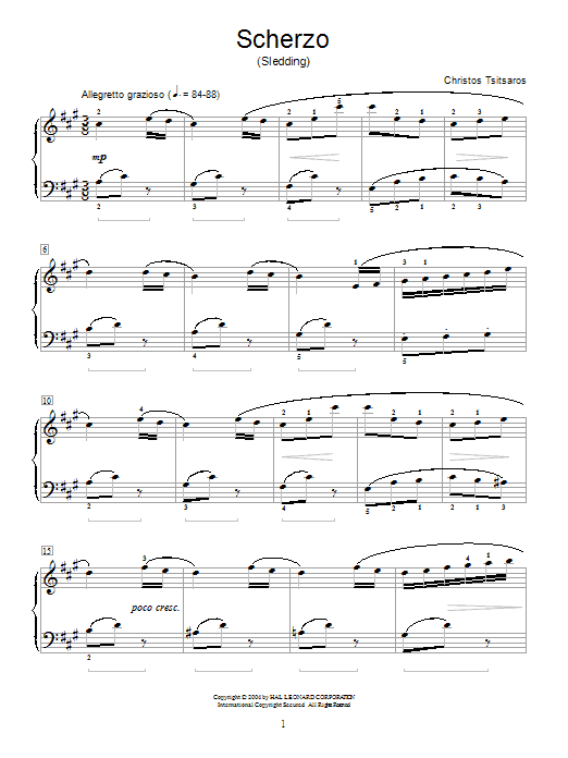 Christos Tsitsaros Scherzo (Sledding) sheet music notes and chords. Download Printable PDF.