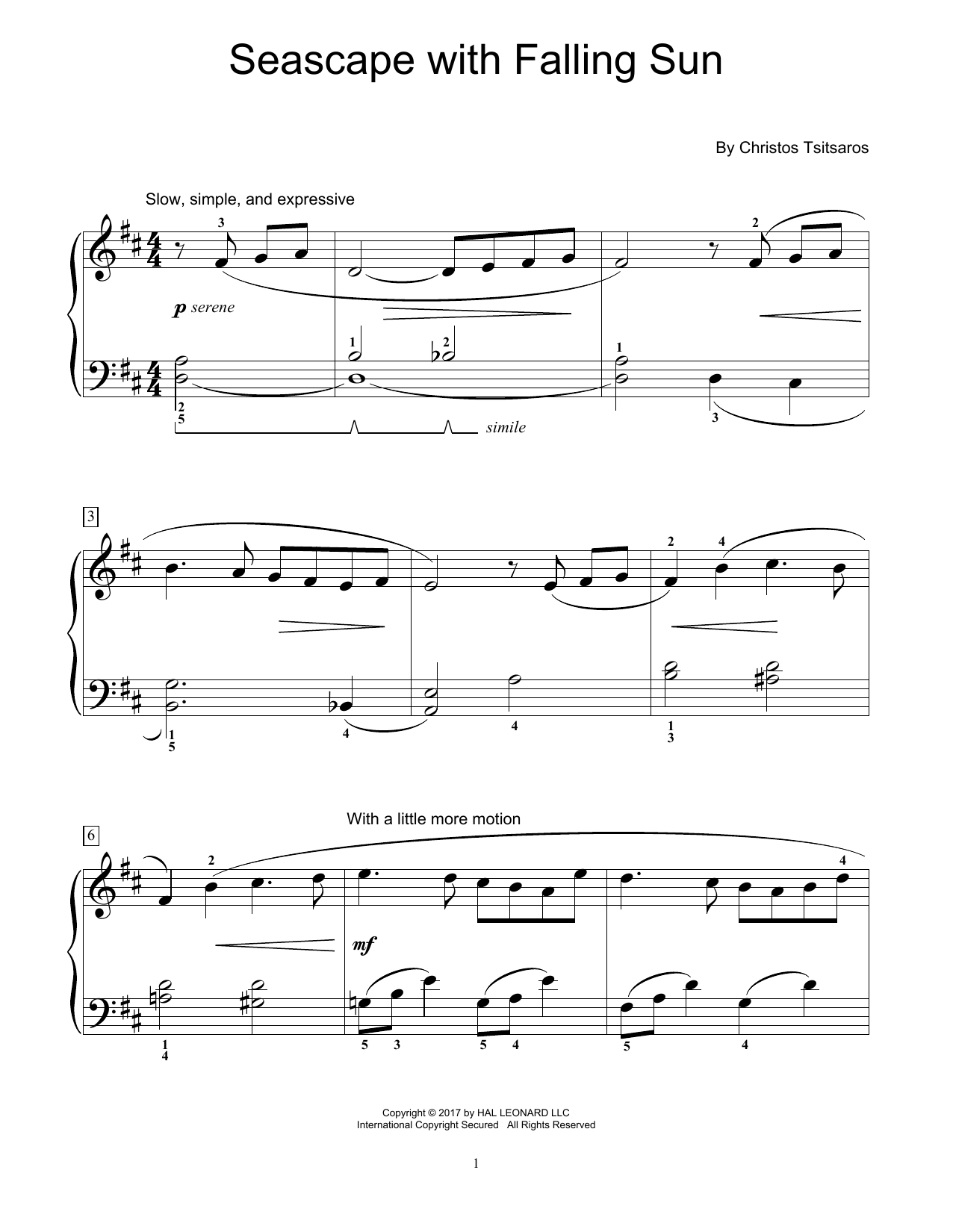 Learn to play Christos Tsitsaros Seascape With Falling Sun sheet music for Educational Piano in minutes. Price: 6.9900$ Christos Tsitsaros Seascape With Falling Sun sheet music notes and chords arranged for Educational Piano