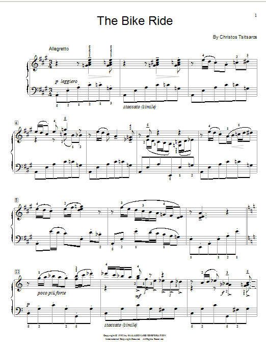 Learn to play Christos Tsitsaros The Bike Ride sheet music for Educational Piano in minutes. Price: 6.9900$ Christos Tsitsaros The Bike Ride sheet music notes and chords arranged for Educational Piano