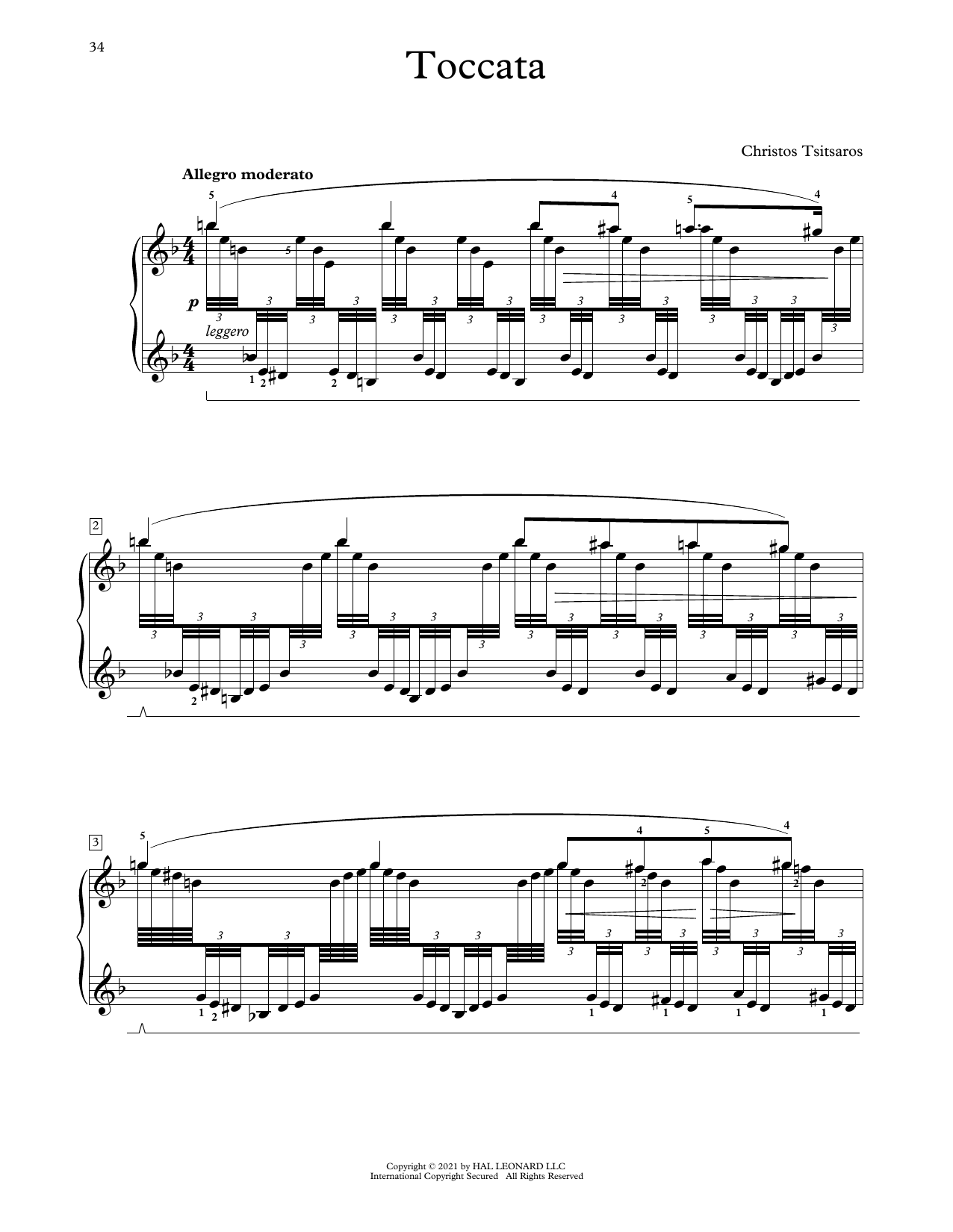 Christos Tsitsaros Toccata sheet music notes and chords. Download Printable PDF.