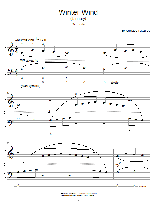 Christos Tsitsaros Winter Wind (January) sheet music notes and chords. Download Printable PDF.