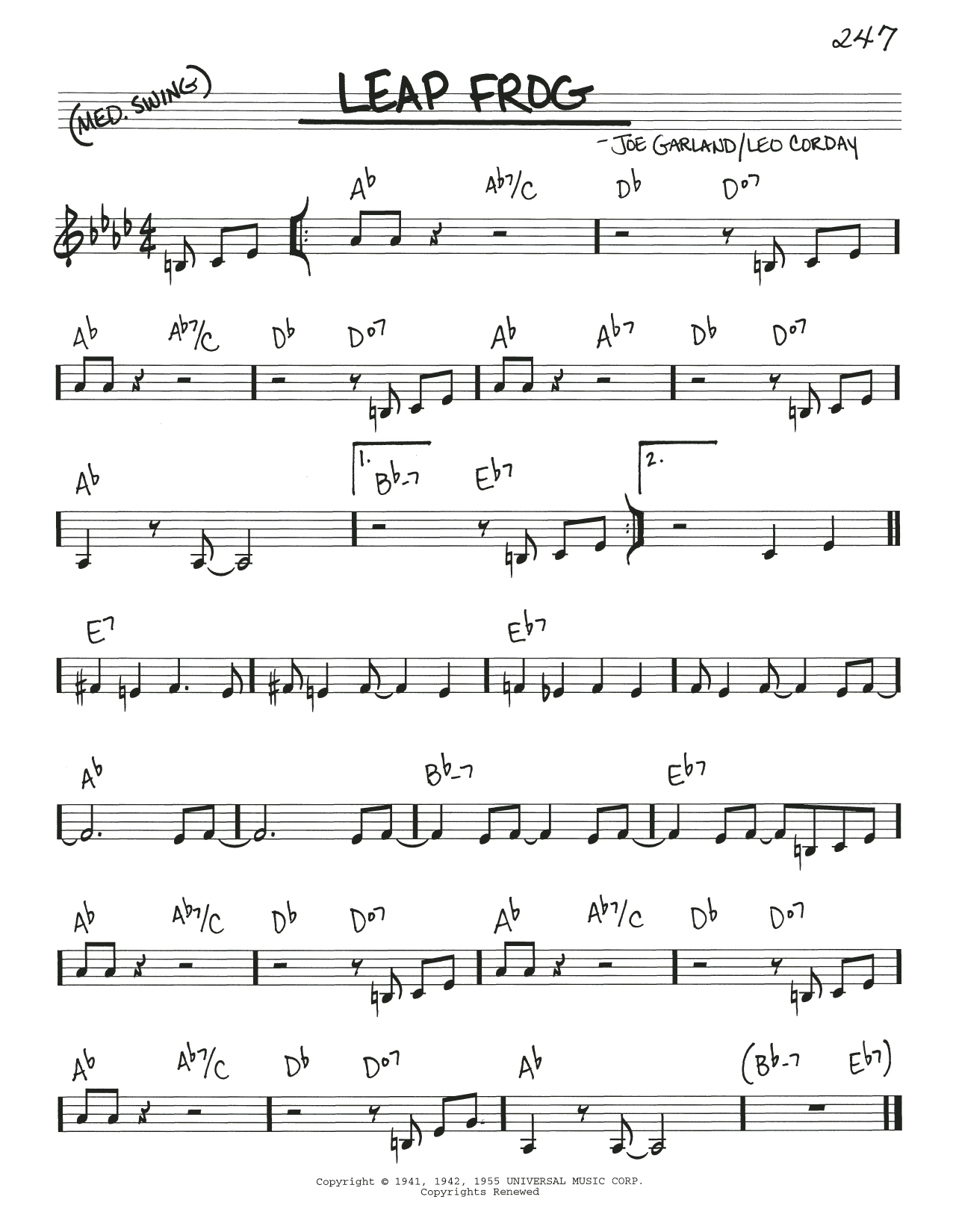 Chuck Alaimo Quartet Leap Frog sheet music notes and chords. Download Printable PDF.