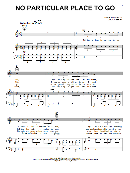 Chuck Berry No Particular Place To Go sheet music notes and chords. Download Printable PDF.