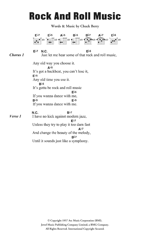 Chuck Berry Rock And Roll Music Sheet Music Pdf Notes Chords Rock Score Guitar Chords Lyrics Download Printable Sku 124664