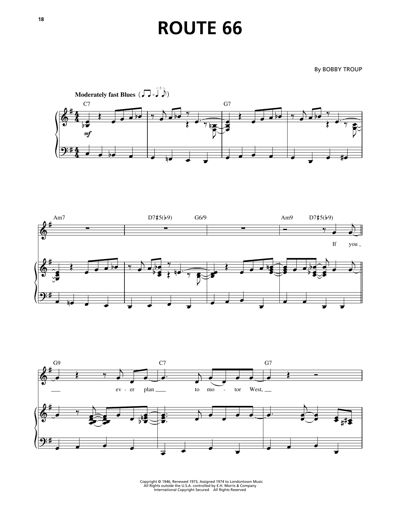 Chuck Berry Route 66 sheet music notes and chords. Download Printable PDF.