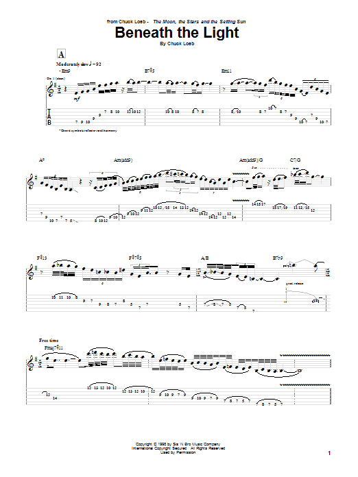 Chuck Loeb Beneath The Light sheet music notes and chords. Download Printable PDF.